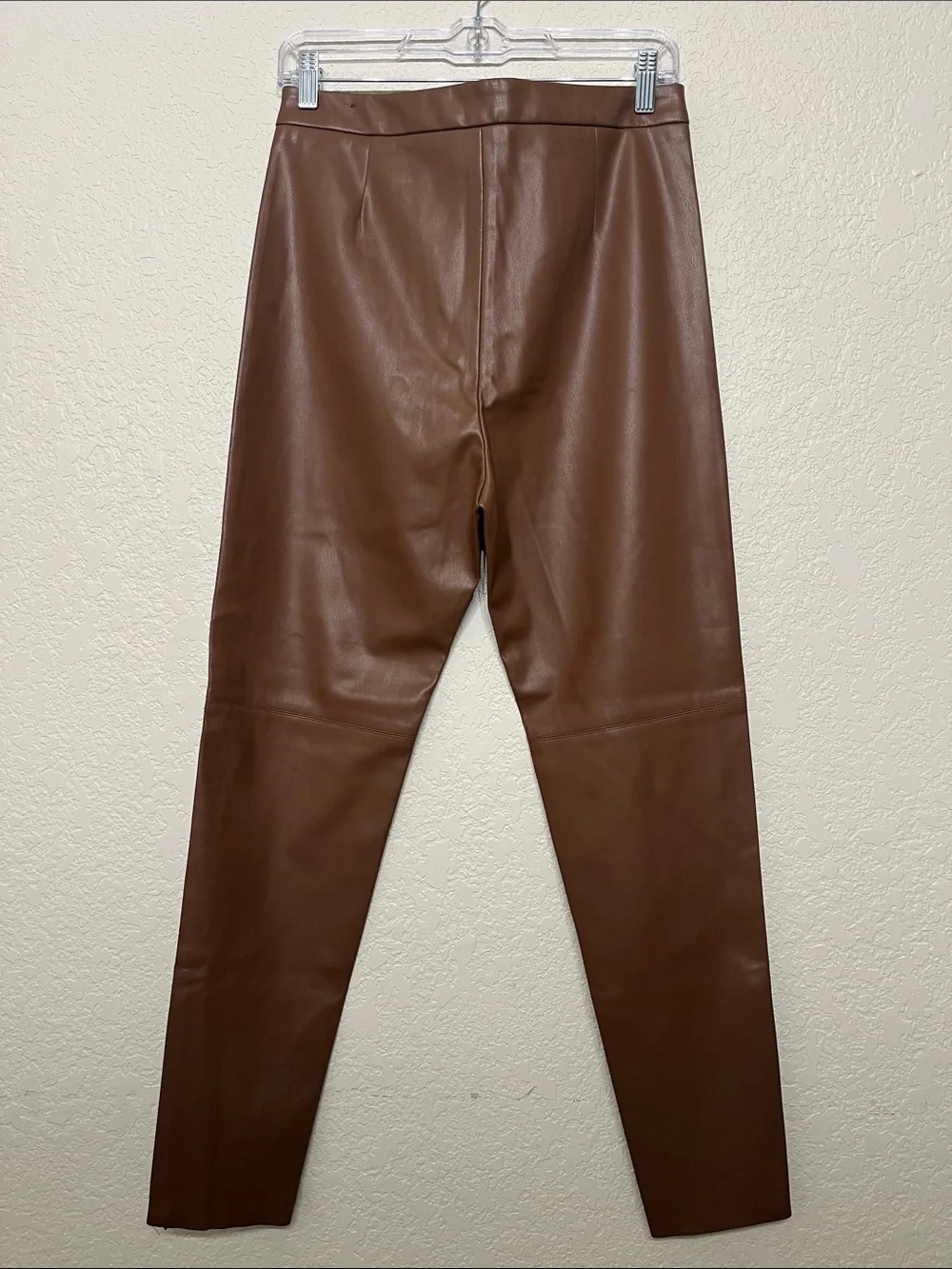 Zara Women’s Size Large Brown Faux Leather Skinny Pants With Zippers at Ankles - Picture 7 of 11